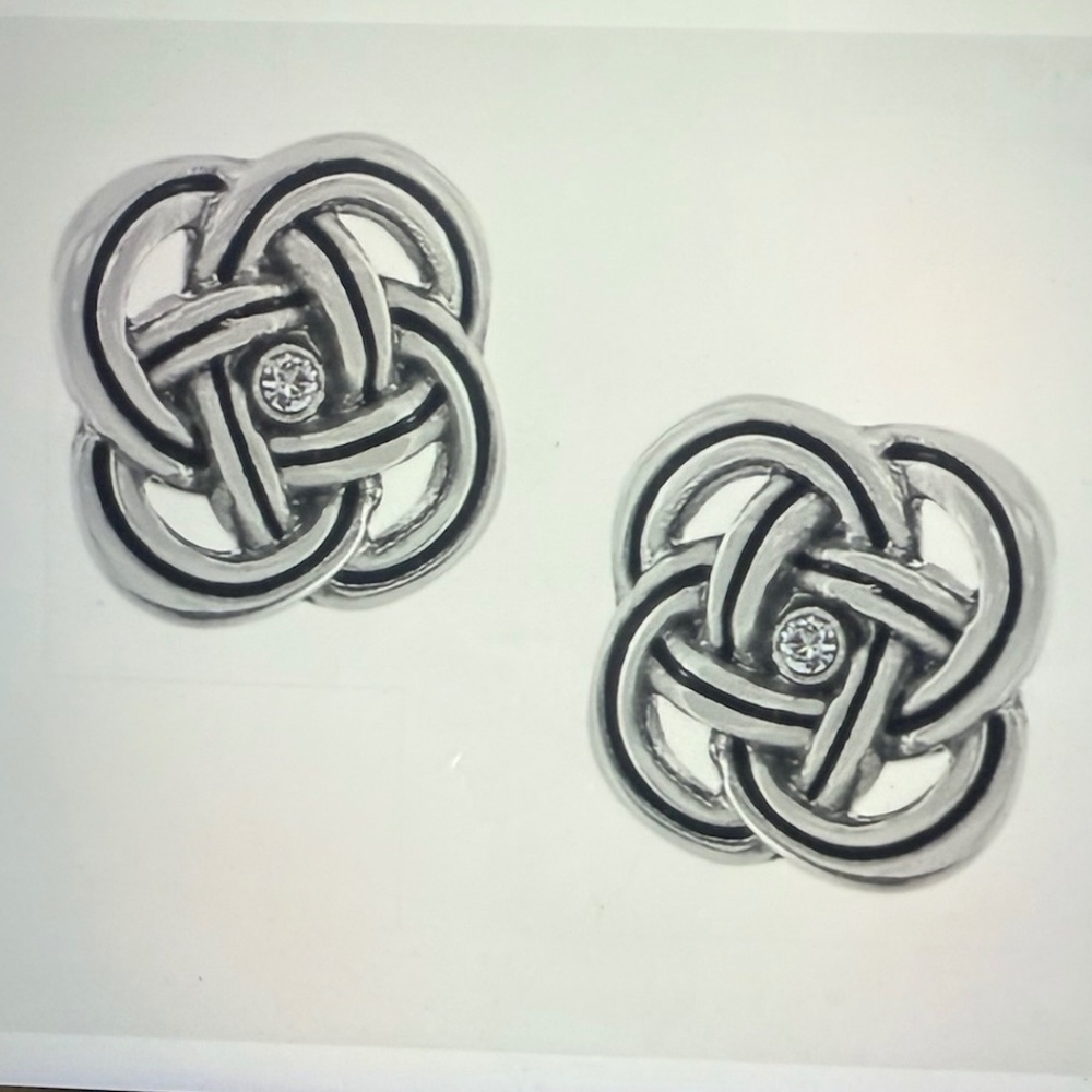 Brighton Interlok Post Silver Crystal Earrings NWT $38